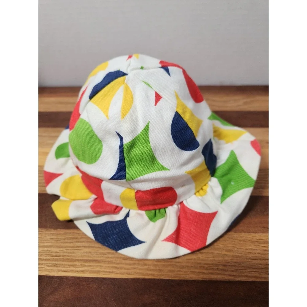 Vintage Baby Colorful Shapes Floppy Baby Sun Hat‎ With Elastic Chin Strap